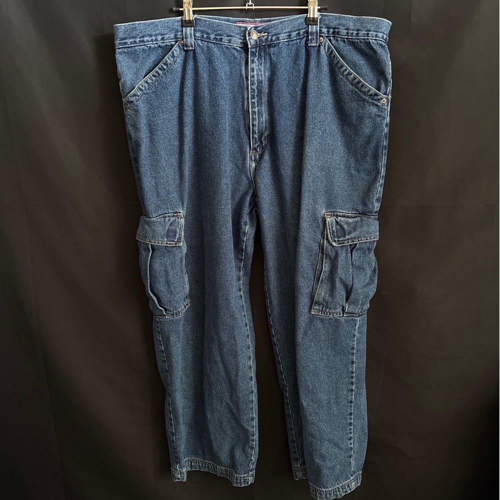 Old Navy Cargo Jeans 42x30 Blue Y2K Vintage 2001 Denim Pants Mens Boy Band Baggy
